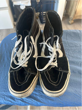 Men's Vans Sk8-Hi Black White Sneakers Size 10.5